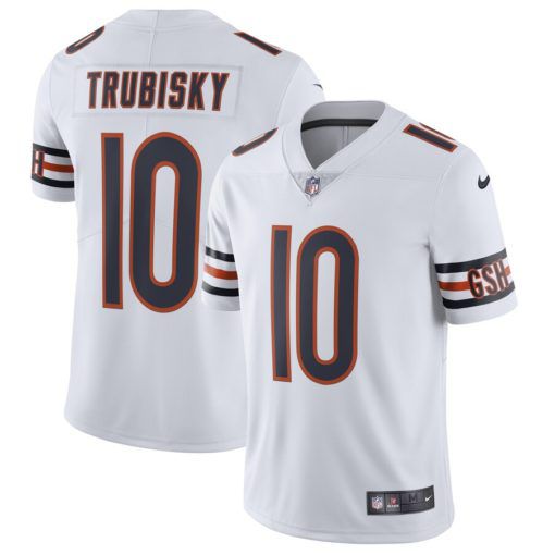 Men Chicago Bears #10 Mitchell Trubisky White Nike Vapor Untouchable Limited NFL Jersey->chicago bears->NFL Jersey